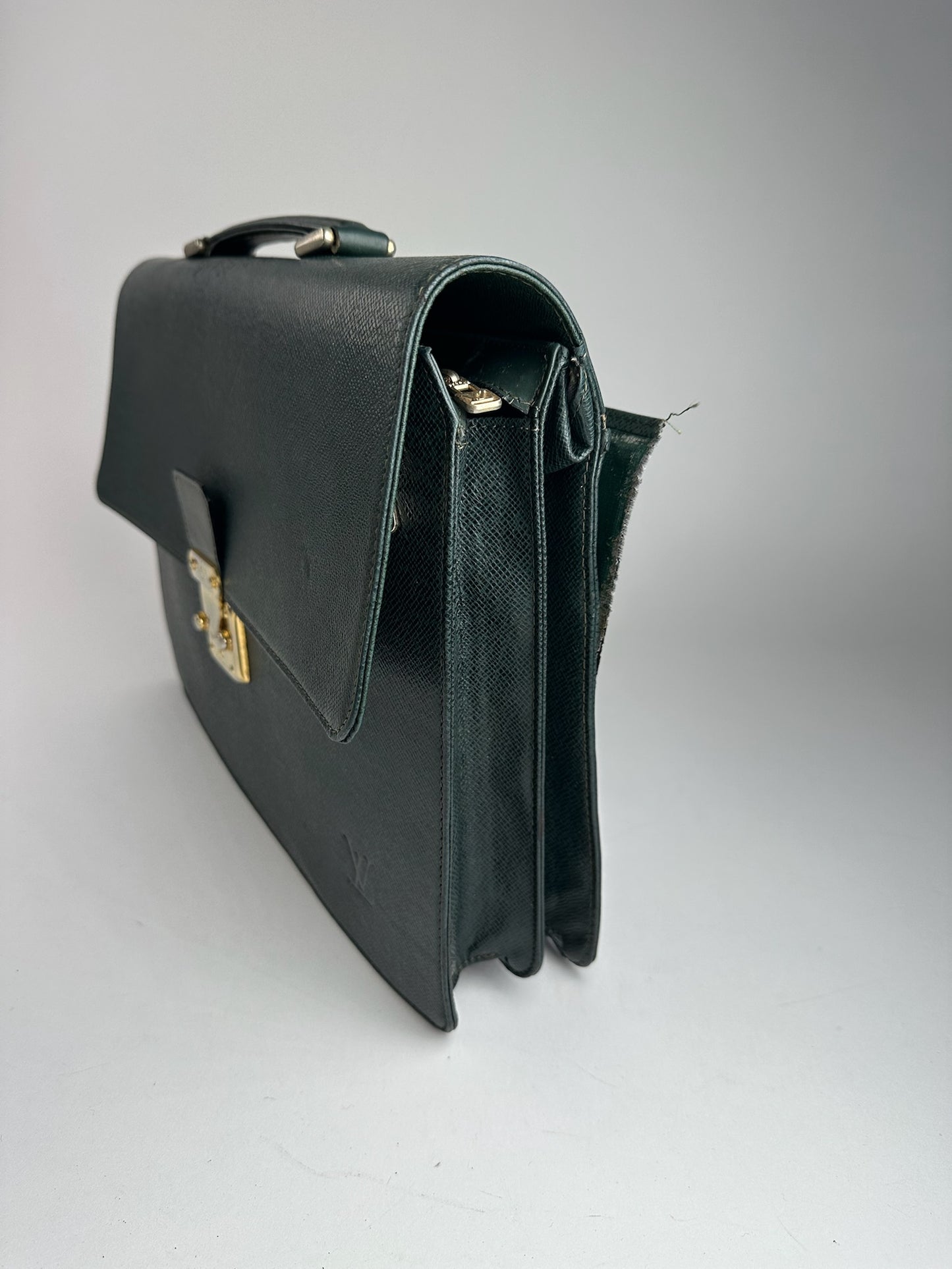 Vintage Louis Vuitton Taiga Leather Briefcase green