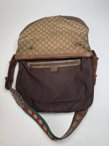 Vintage Gucci Studded Monogram Bag beige brown