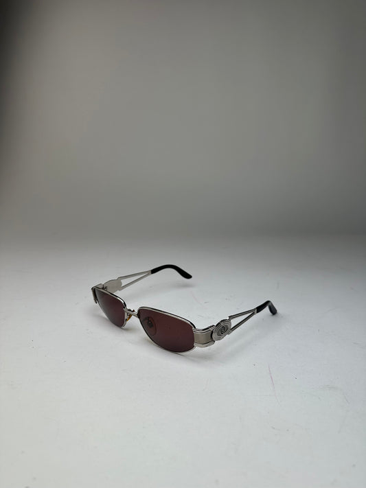 Vintage Fendi Sunglasses SL 7039 Silver Burgundy Lenses FF Logo