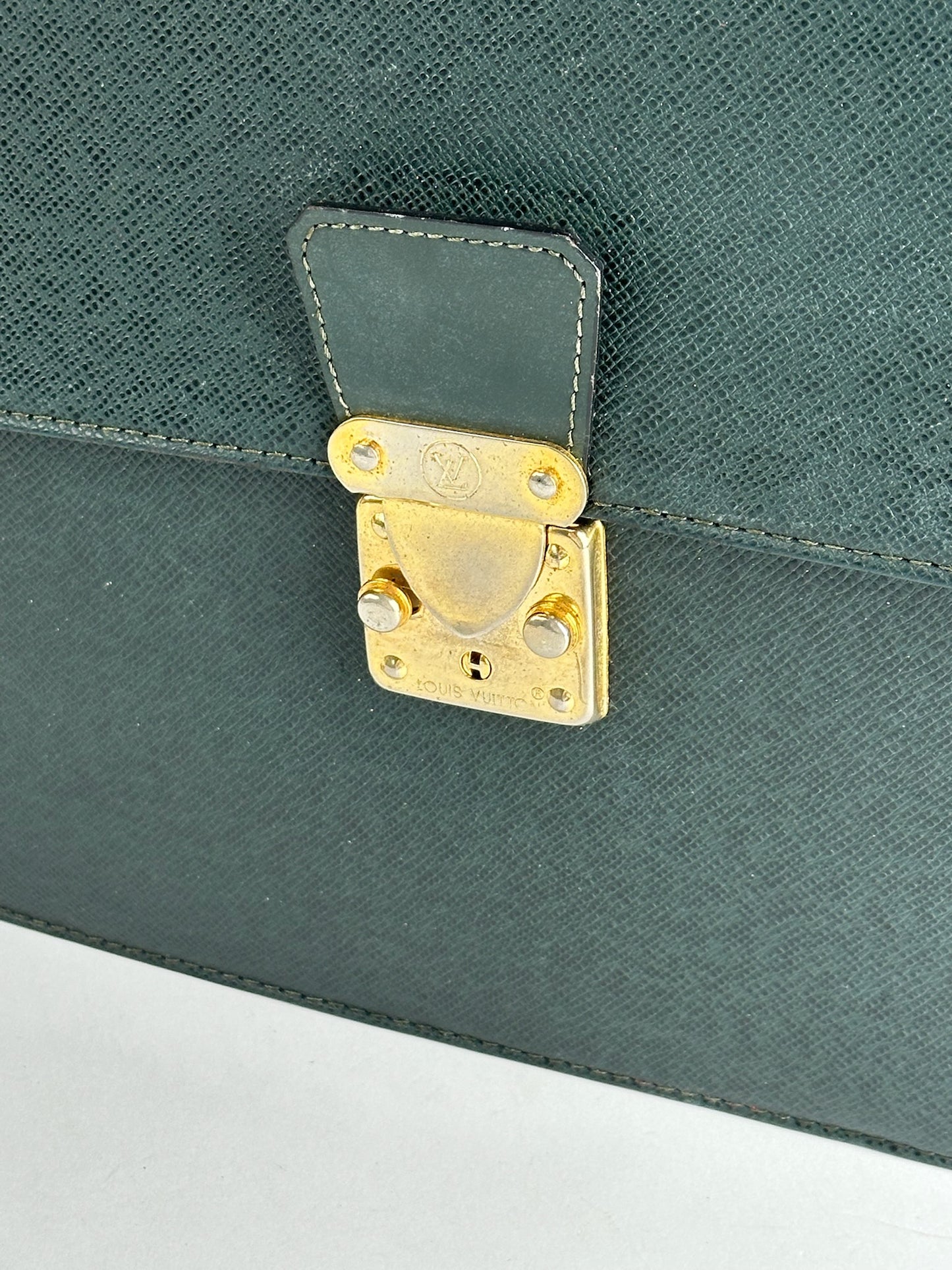 Vintage Louis Vuitton Taiga Leather Briefcase green