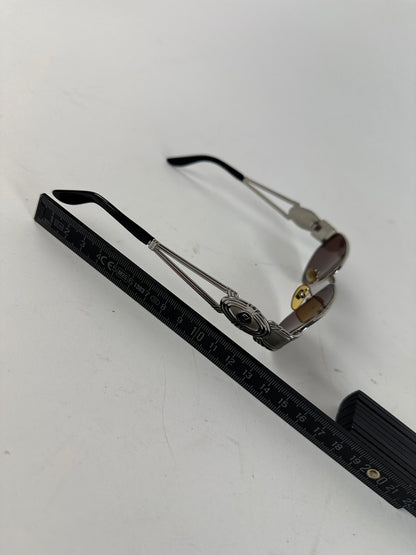Vintage Fendi Sunglasses SL 7039 Silver Burgundy Lenses FF Logo