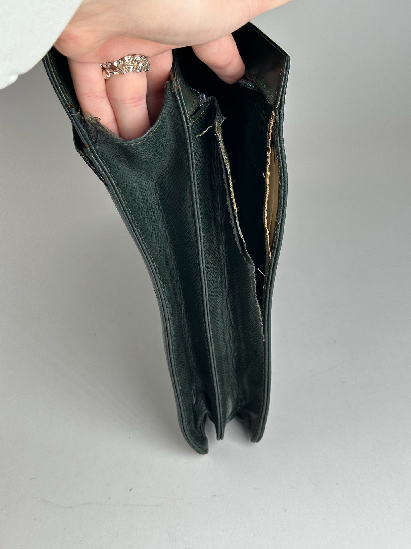 Vintage Louis Vuitton Taiga Leather Briefcase green