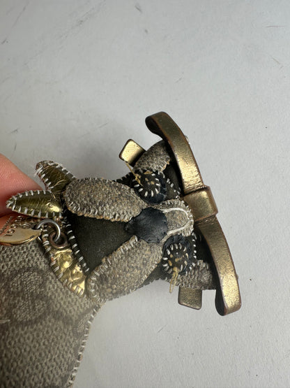 Vintage Gucci Leather Monogram Dog Pendant