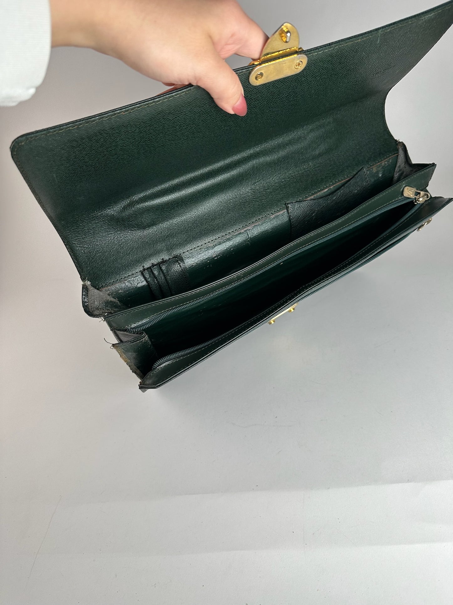 Vintage Louis Vuitton Taiga Leather Briefcase green
