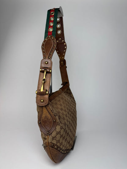 Vintage Gucci Studded Monogram Bag beige brown