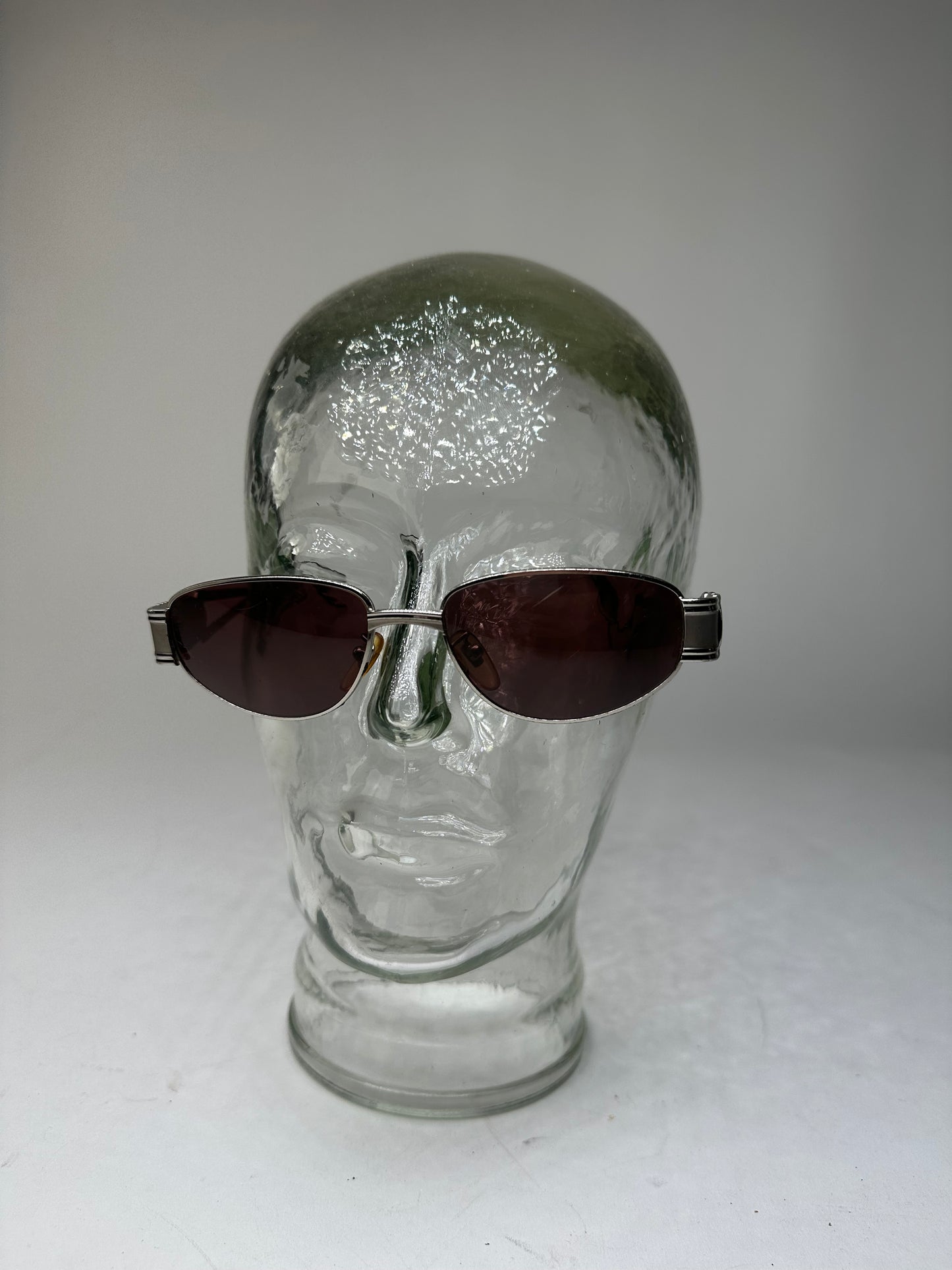 Vintage Fendi Sunglasses SL 7039 Silver Burgundy Lenses FF Logo