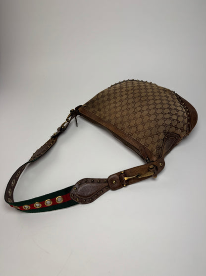 Vintage Gucci Studded Monogram Bag beige brown