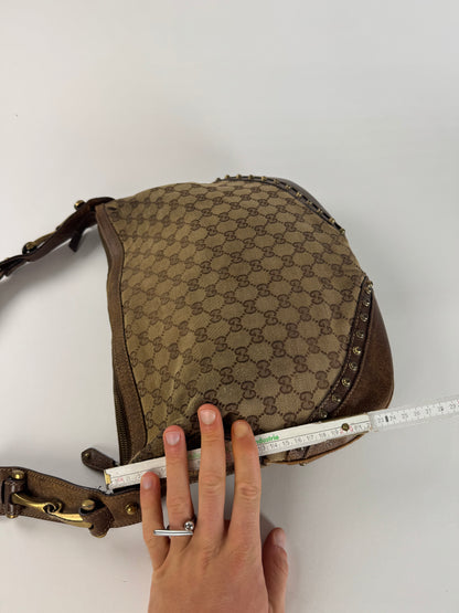 Vintage Gucci Studded Monogram Bag beige brown