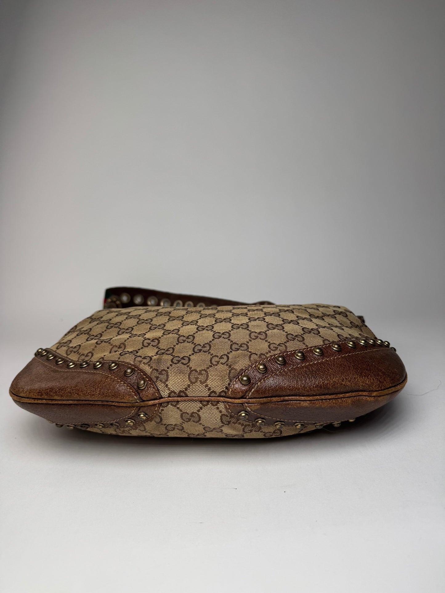 Vintage Gucci Studded Monogram Bag beige brown