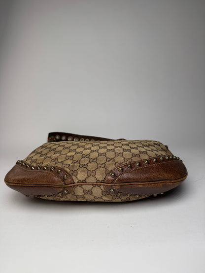 Vintage Gucci Studded Monogram Bag beige brown