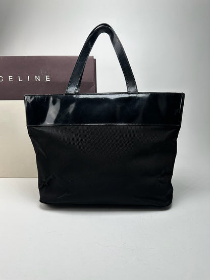 Vintage Celine Canvas Patent Leather bag black