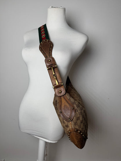 Vintage Gucci Studded Monogram Bag beige brown