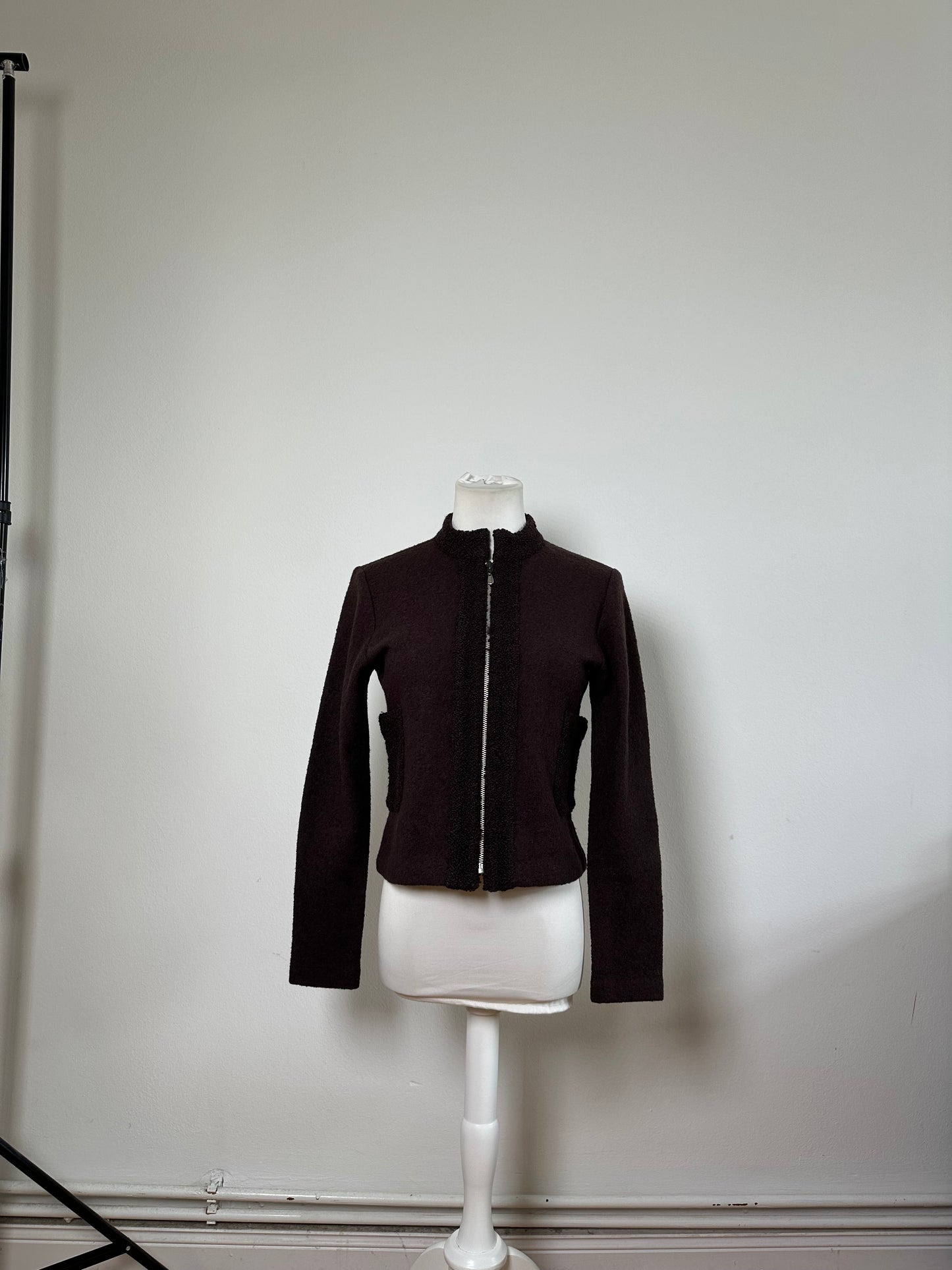 Vintage Balenciaga Nylon Wool Jacket Dark Brown M