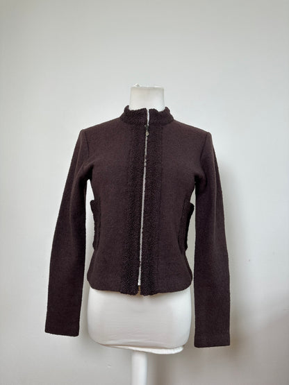 Vintage Balenciaga Nylon Wool Jacket Dark Brown M