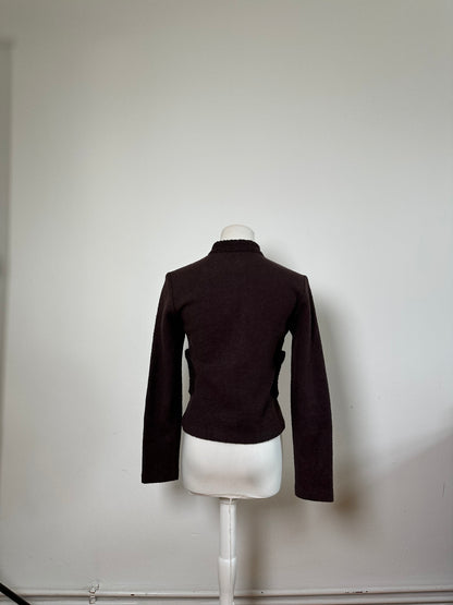 Vintage Balenciaga Nylon Wool Jacket Dark Brown M