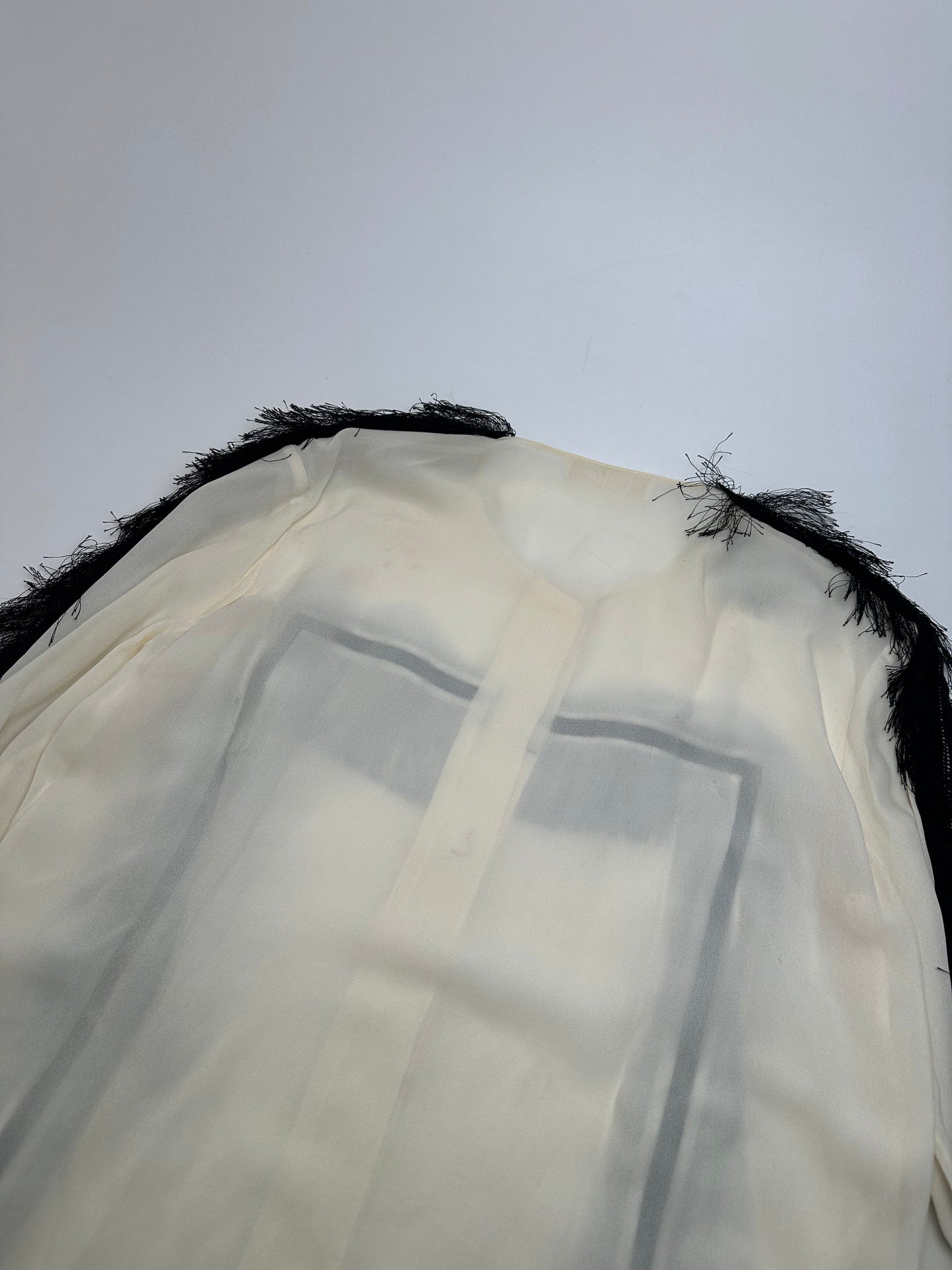 Vintage Chloe Silk Feather Shirt M White Black