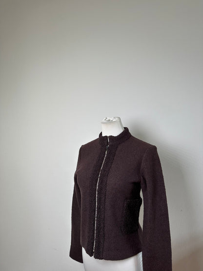 Vintage Balenciaga Nylon Wool Jacket Dark Brown M
