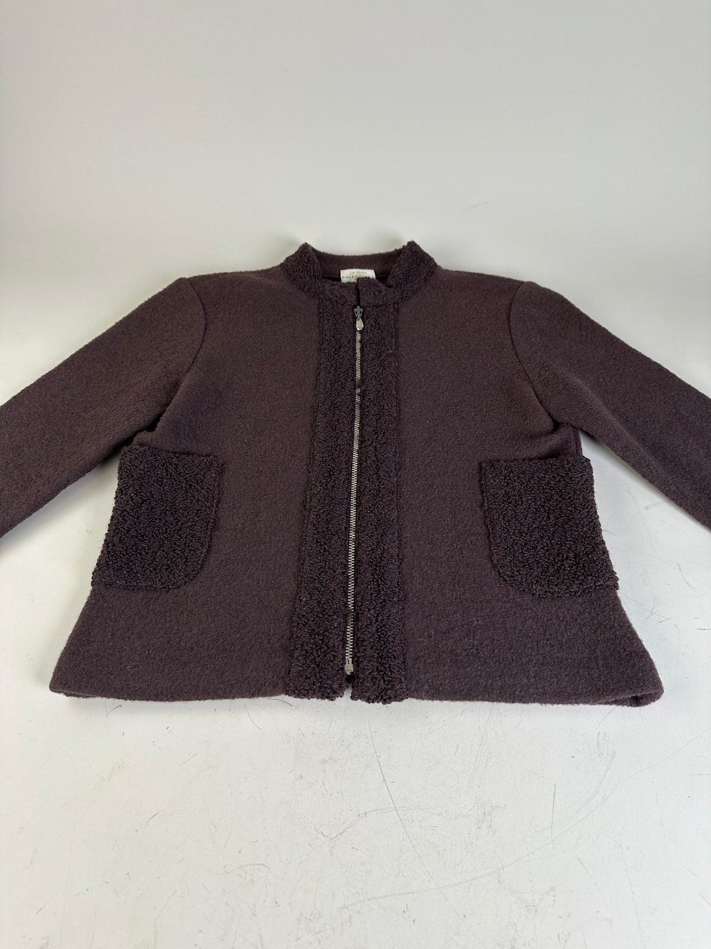 Vintage Balenciaga Nylon Wool Jacket Dark Brown M