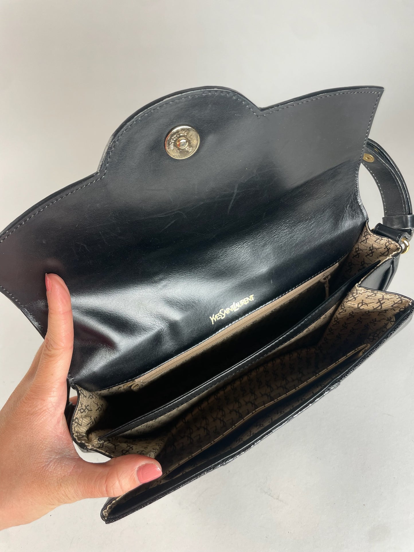 Vintage Yves Saint Laurent Leather 2Way Bag Black