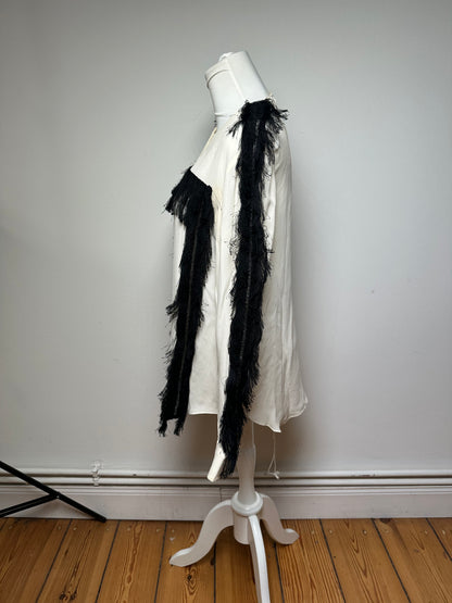 Vintage Chloe Silk Feather Shirt M White Black