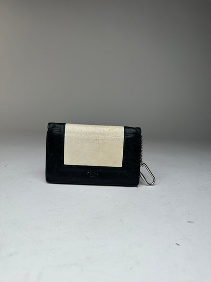 Vintage Celine Paris Leather Keychain Wallet Black White