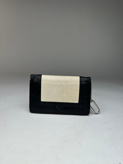 Vintage Celine Paris Leather Keychain Wallet Black White