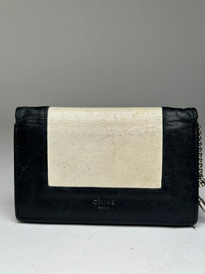 Vintage Celine Paris Leather Keychain Wallet Black White