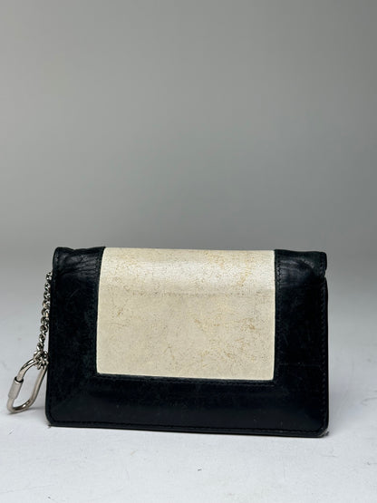 Vintage Celine Paris Leather Keychain Wallet Black White