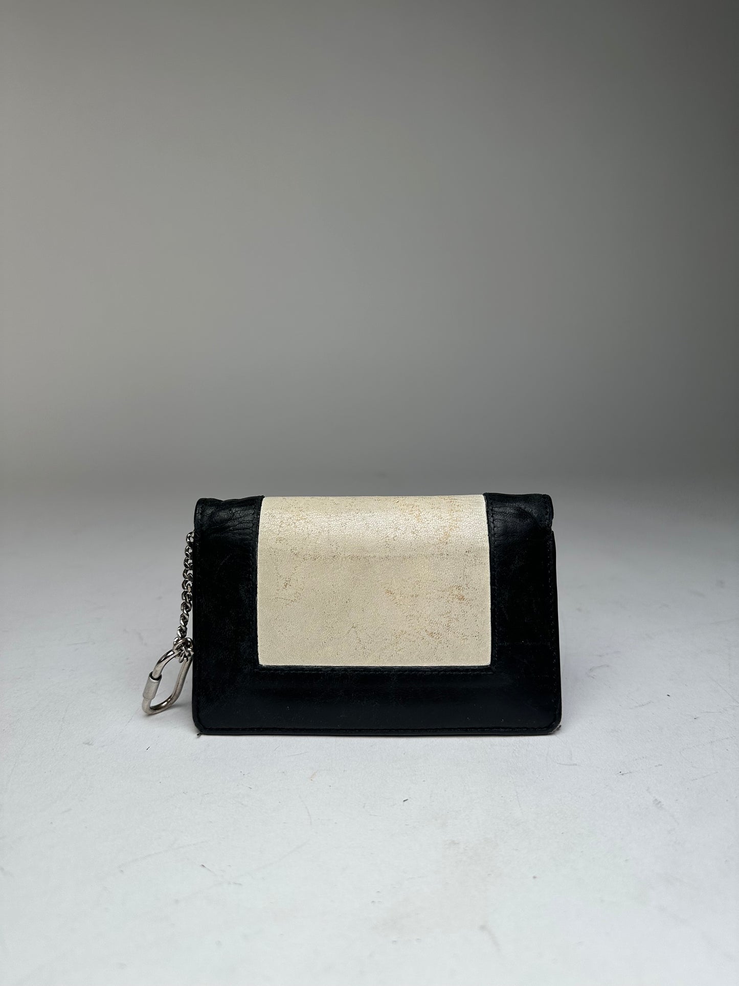 Vintage Celine Paris Leather Keychain Wallet Black White