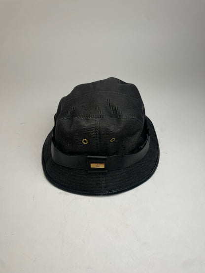 Vintage Gucci Polyester & Leather Bucket Hat Black