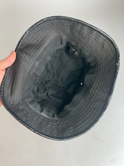 Vintage Gucci Polyester & Leather Bucket Hat Black