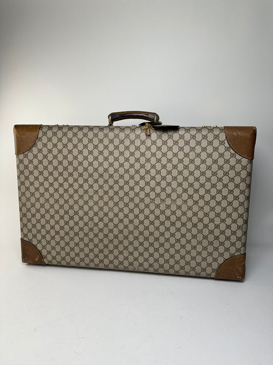 Vintage Gucci GG Supreme Monogram Hard Suitcase Beige Grey