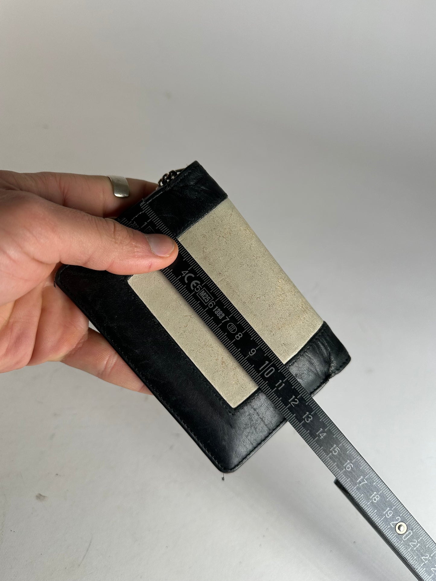 Vintage Celine Paris Leather Keychain Wallet Black White