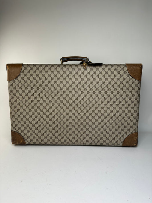 Vintage Gucci GG Supreme Monogram Hard Suitcase Beige Ebony
