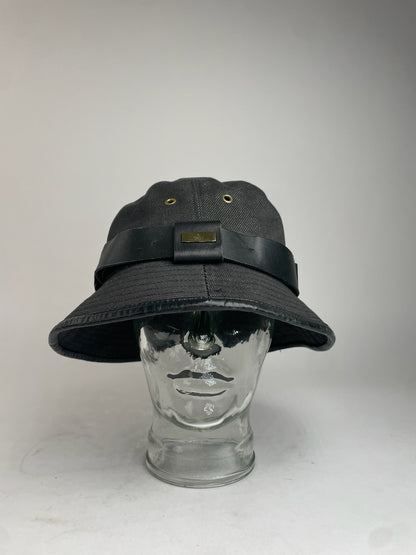 Vintage Gucci Polyester & Leather Bucket Hat Black