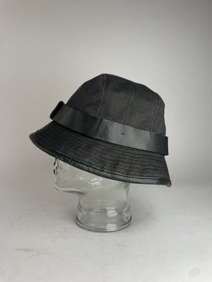 Vintage Gucci Polyester & Leather Bucket Hat Black