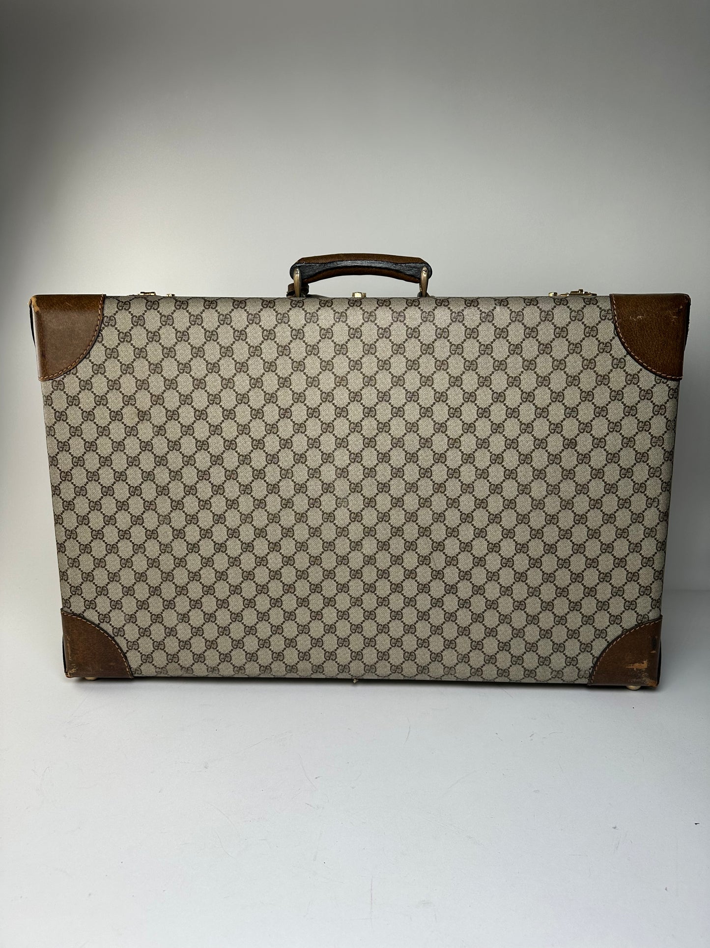 Vintage Gucci GG Supreme Monogram Hard Suitcase Beige Ebony