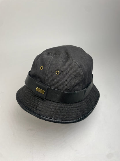 Vintage Gucci Polyester & Leather Bucket Hat Black