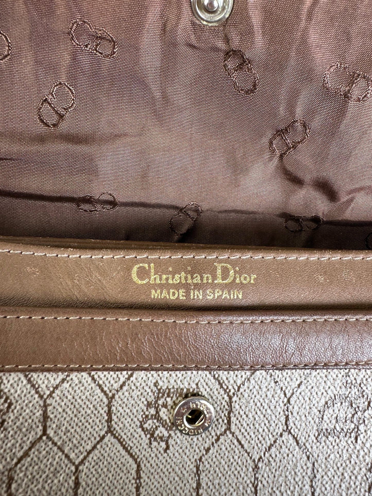 Vintage Dior Oblique Canvas Wallet Beige Brown Gold