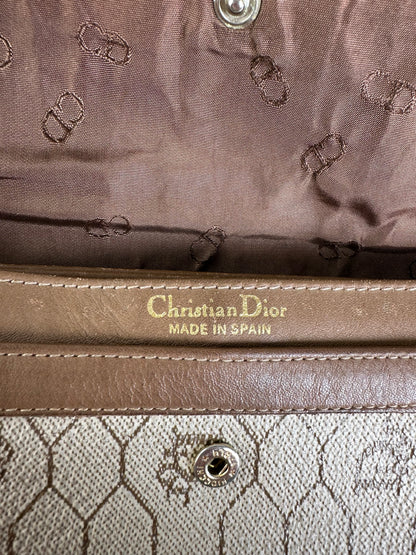 Vintage Dior Oblique Canvas Wallet Beige Brown Gold