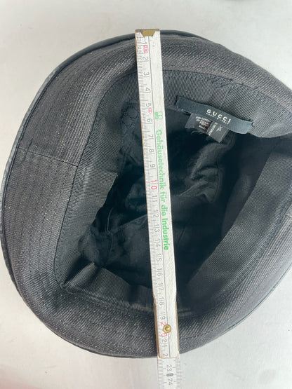 Vintage Gucci Polyester & Leather Bucket Hat Black