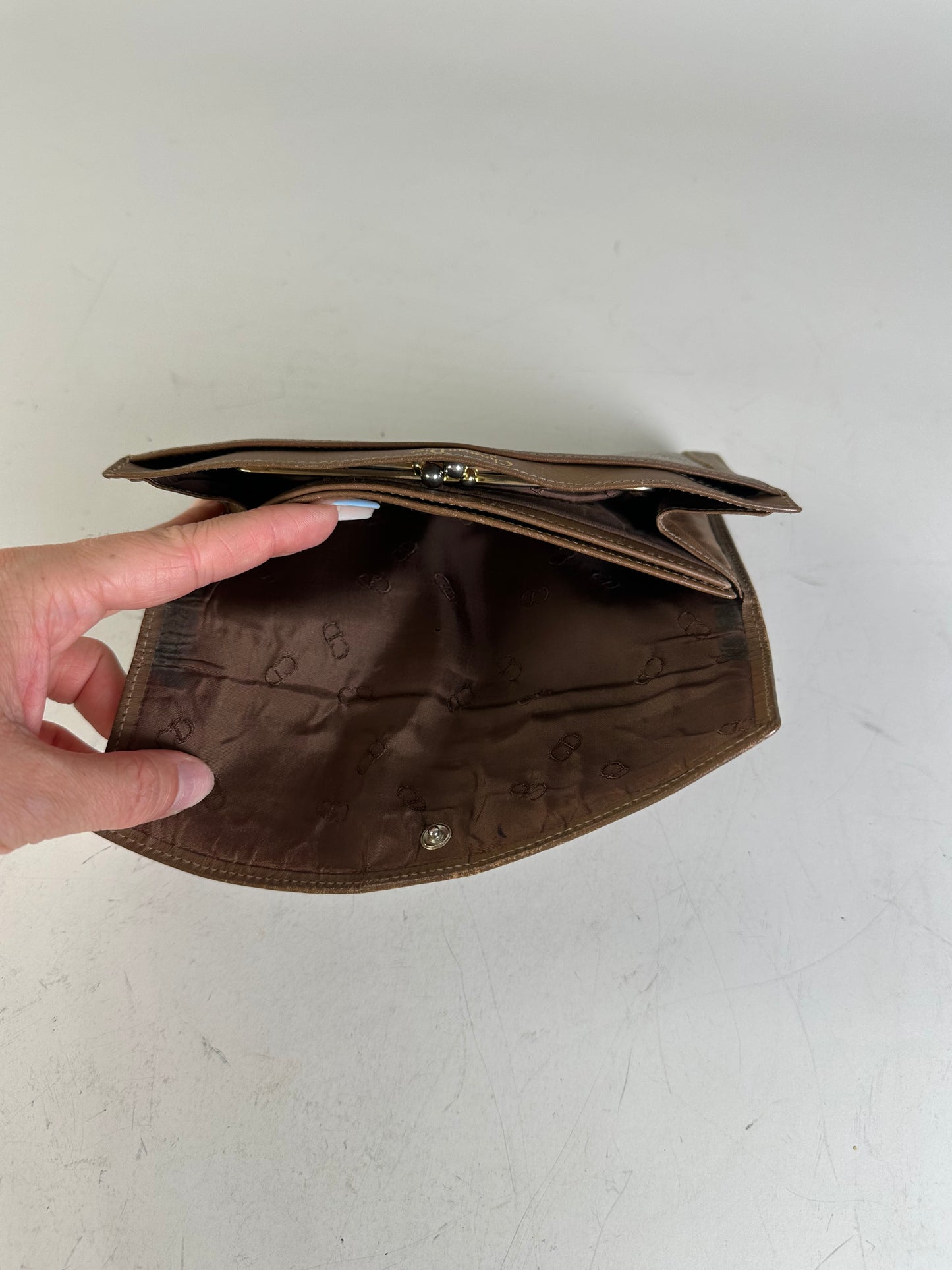 Vintage Dior Oblique Canvas Wallet Beige Brown Gold