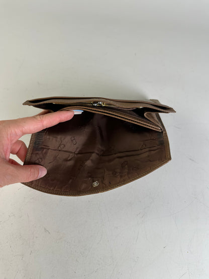Vintage Dior Oblique Canvas Wallet Beige Brown Gold