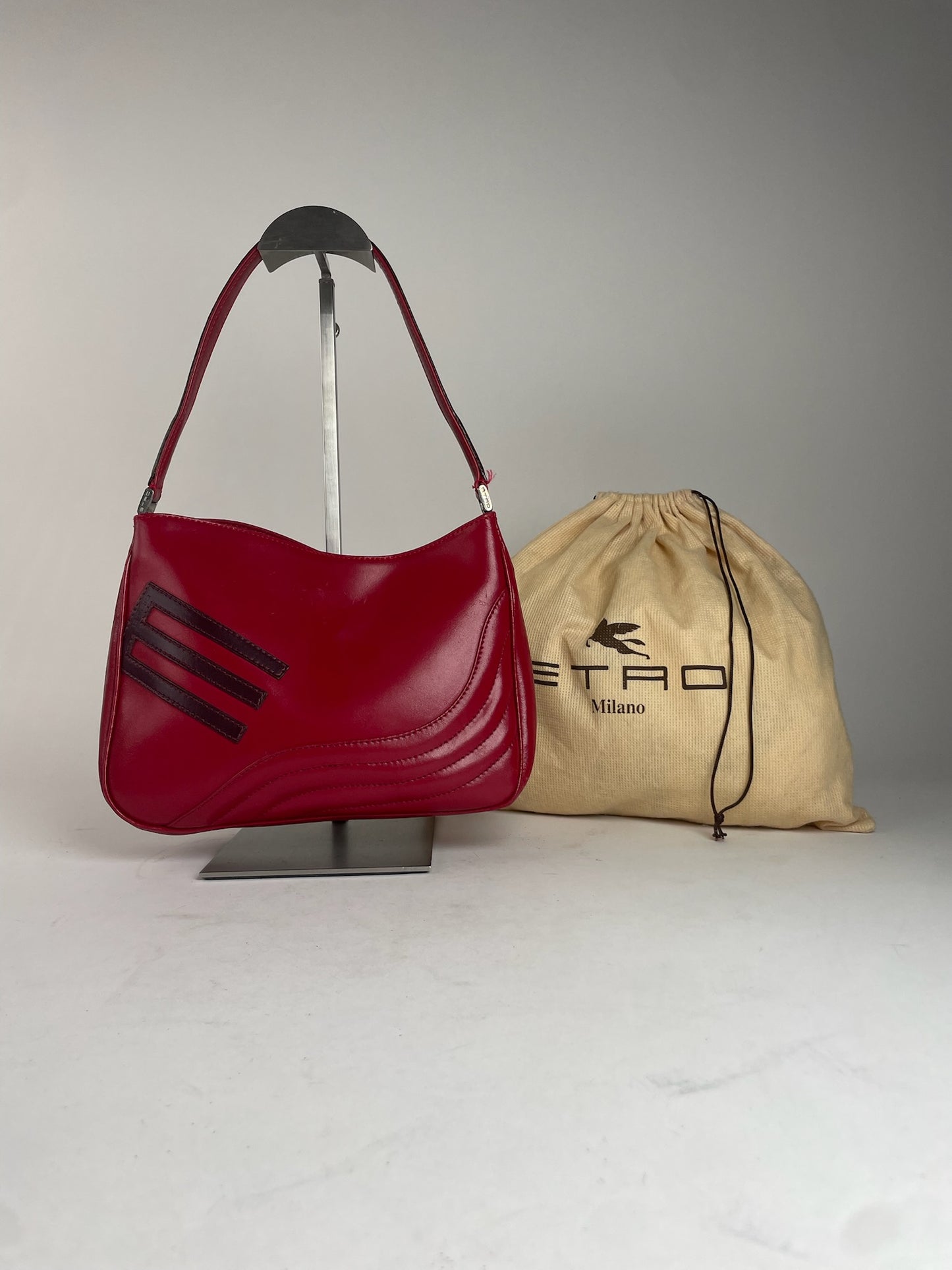 Vintage Etro Leather Bag Red