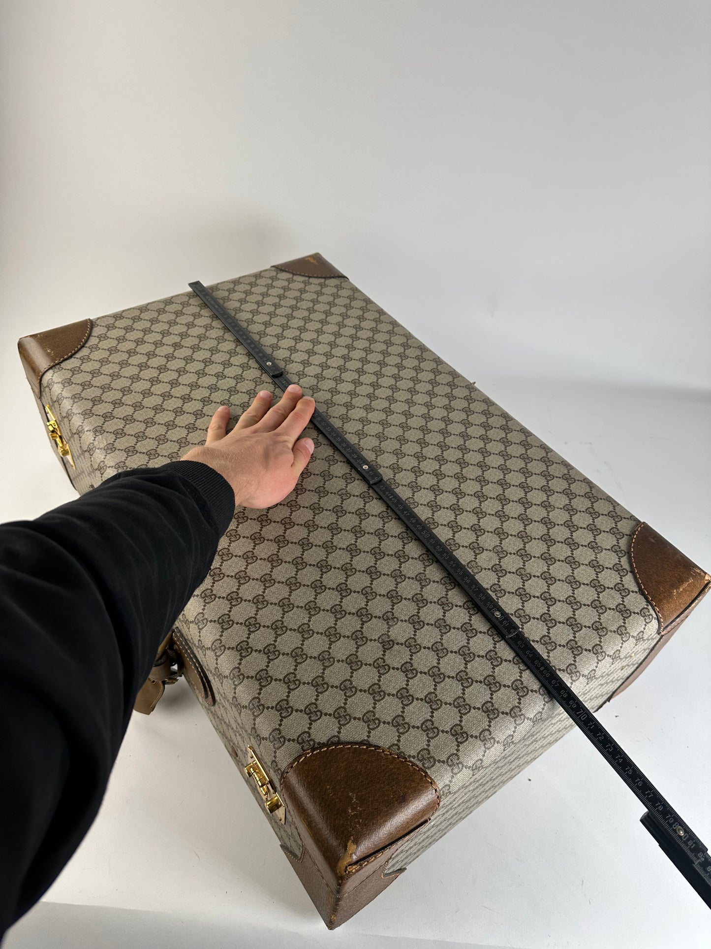 Vintage Gucci GG Supreme Monogram Hard Suitcase Beige Ebony