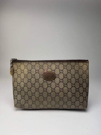 Pochette vintage Gucci Plus en cuir marron gris