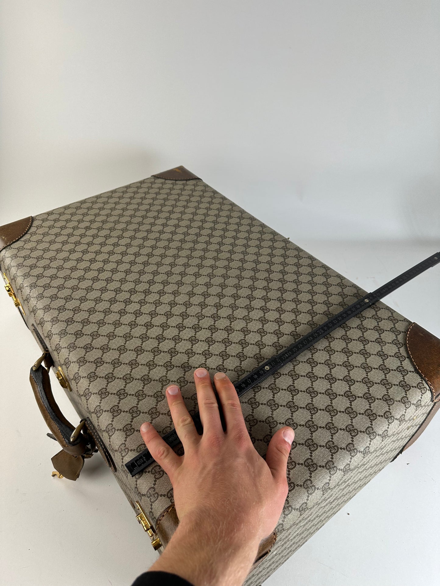Vintage Gucci GG Supreme Monogram Hard Suitcase Beige Ebony