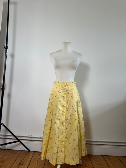 Vintage Chloe Silk Blend Floral Skirt Yellow c. 2000