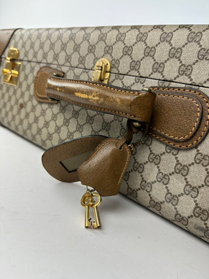Vintage Gucci GG Supreme Monogram Hard Suitcase Beige Ebony