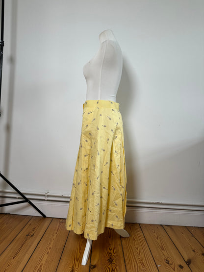Vintage Chloe Silk Blend Floral Skirt Yellow c. 2000